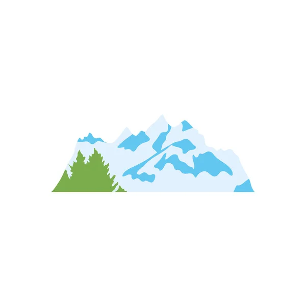 Montanhas frias e pinheiros ícone, estilo plano —  Vetores de Stock