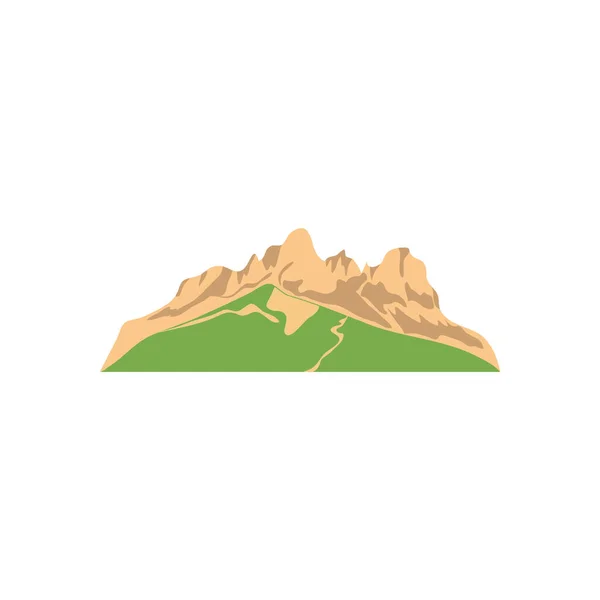 Gunung kering dengan ikon rumput, gaya datar - Stok Vektor