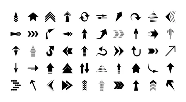 Conjunto de iconos de flechas, estilo silueta — Vector de stock