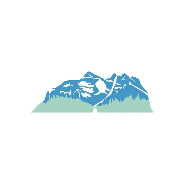 Montaña con nieve y hierba, estilo plano — Vector de stock