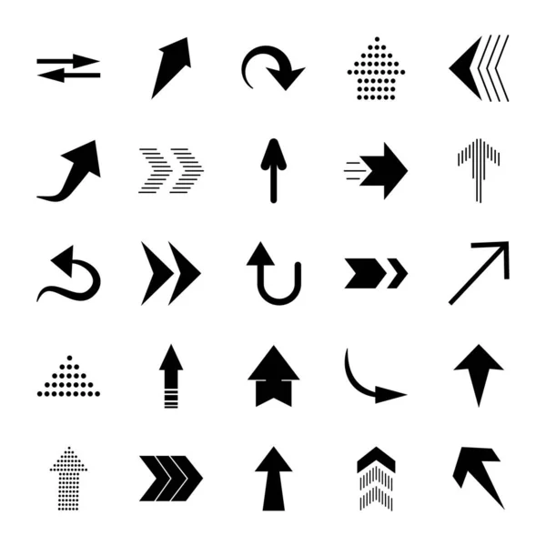 Icono conjunto de flechas, estilo de silueta — Vector de stock
