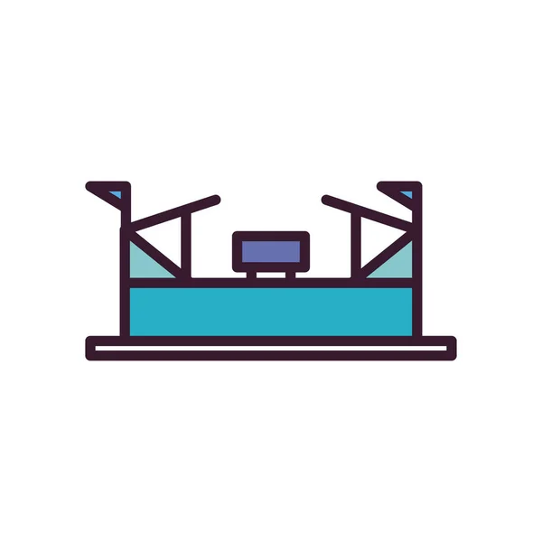 Ligne de stade de football et conception vectorielle d'icône de style de remplissage — Image vectorielle