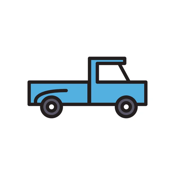 Granja pickup línea de coches y llenar el icono de estilo de diseño de vectores — Archivo Imágenes Vectoriales
