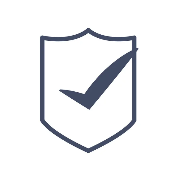 Escudo con marca de verificación estilo de línea icono de diseño de vectores — Vector de stock