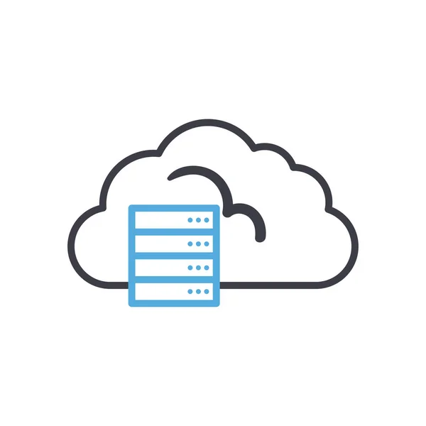 Cloud Computing mit Webhosting Line Stil-Icon-Vektor-Design — Stockvektor