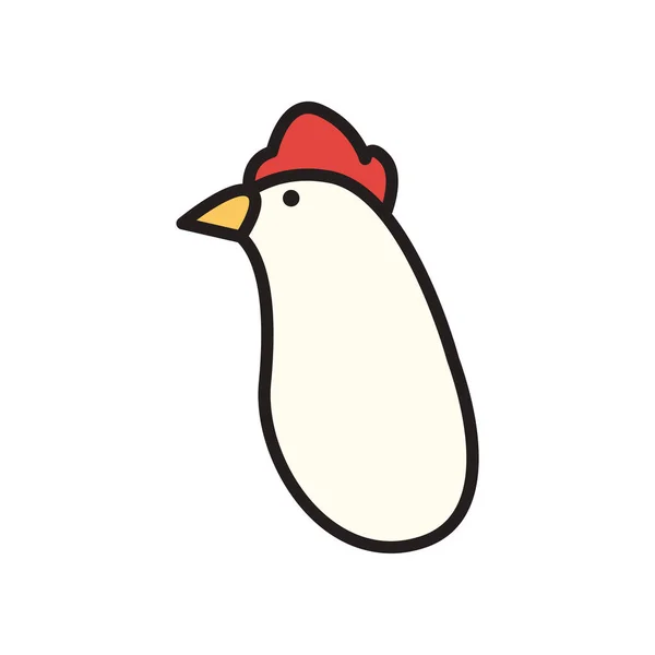 Linha de animais de galinha e design de vetor ícone estilo de preenchimento — Vetor de Stock