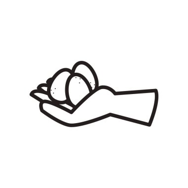 El ele tutuşan yumurta çizgisi ikon vektör tasarımı