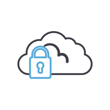 Asma kilit çizgisi biçim vektör tasarımı ile bulut hesaplaması