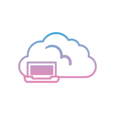 Laptop gradyan biçim vektör tasarımı ile bulut hesaplaması