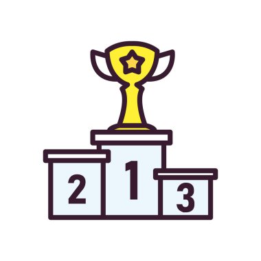 Podyum satırındaki kupa ve biçim ikonu vektör tasarımını doldur