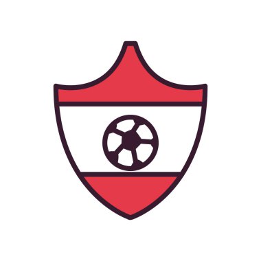 Kalkan çizgisinde futbol topu ve biçim ikon vektör tasarımını doldur