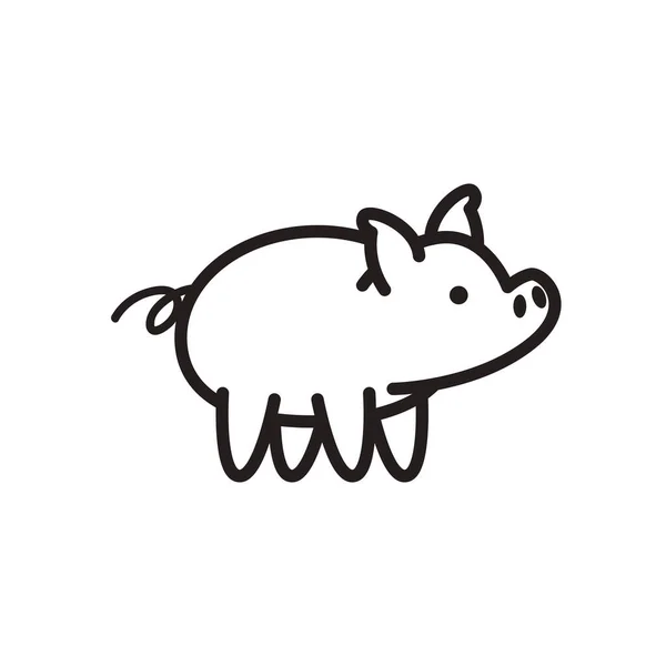 Cerdo animal línea estilo icono vector diseño — Vector de stock