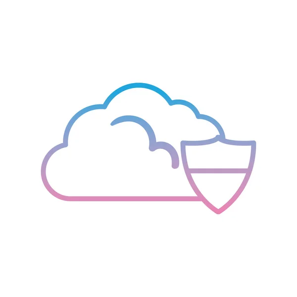 Computação em nuvem com design de vetor de ícone de estilo gradiente de escudo —  Vetores de Stock