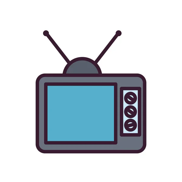 レトロなテレビ線と塗りつぶしスタイルのアイコンベクトルデザイン — ストックベクタ