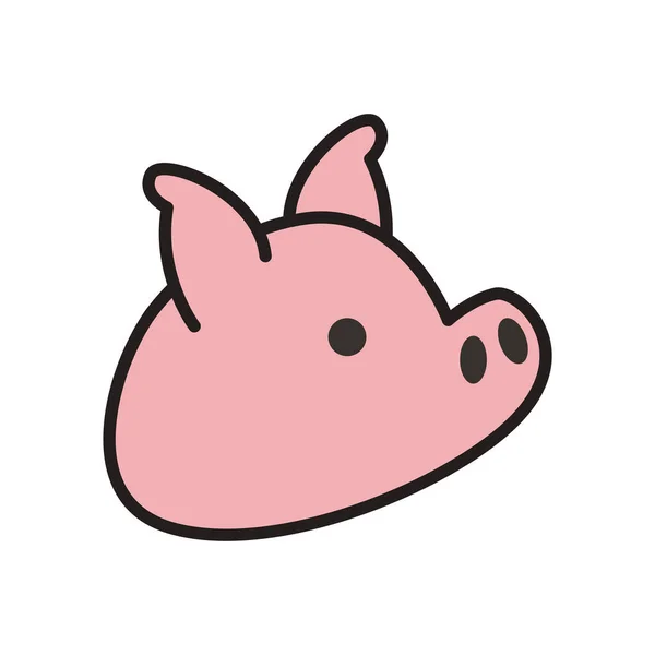 Линия свиньи животных и стиль заливки иконка вектор дизайн — стоковый вектор