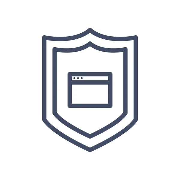 Webseite Seite im Shield Line Stil Icon Vektor Design — Stockvektor