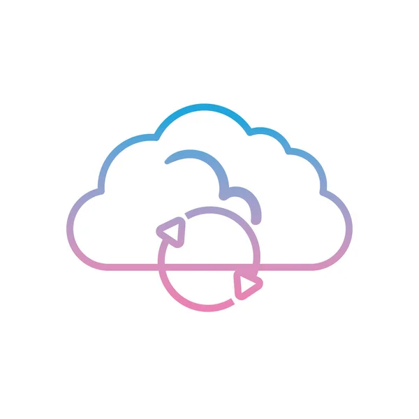Computación en la nube con flechas repetidas diseño de vectores icono estilo gradiente — Vector de stock