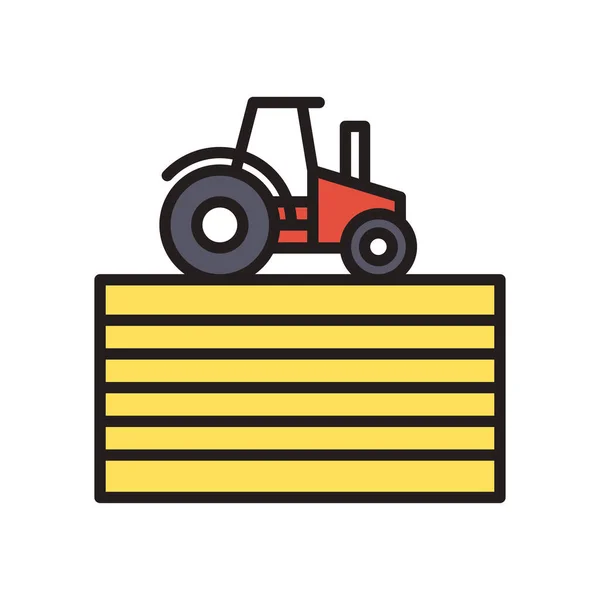 Tracteur agricole ligne et style de remplissage icône conception vectorielle — Image vectorielle