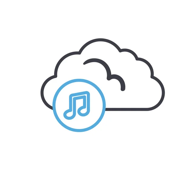 Computación en la nube con música nota línea estilo icono vector diseño — Vector de stock