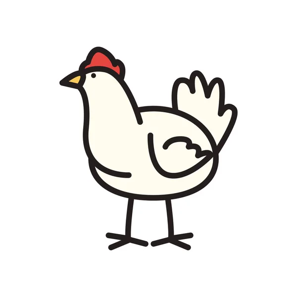 Línea de animales de gallina y relleno icono de diseño de vectores — Archivo Imágenes Vectoriales