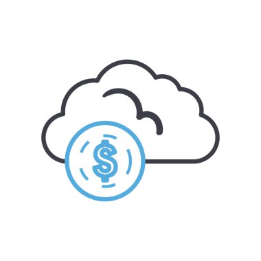 Dolar yazı tipi simge vektör tasarımı ile bulut hesaplaması