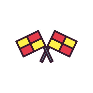 Futbol bayrakları çizgisi ve biçim ikonu vektör tasarımı