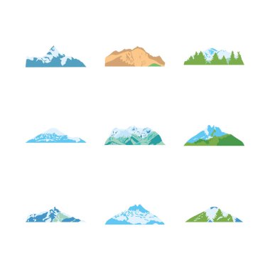 Dağlar ve katlanmış dağlar, düz stil.