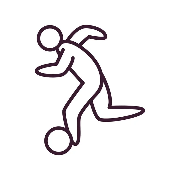 Футболист с векторным дизайном линии мяча — стоковый вектор