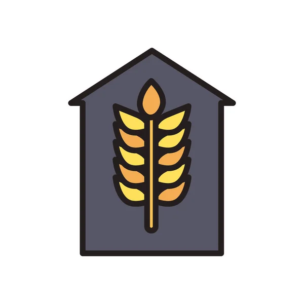 Пшеничне вухо у лінії ферми та значок стилю наповнення Векторний дизайн — стоковий вектор