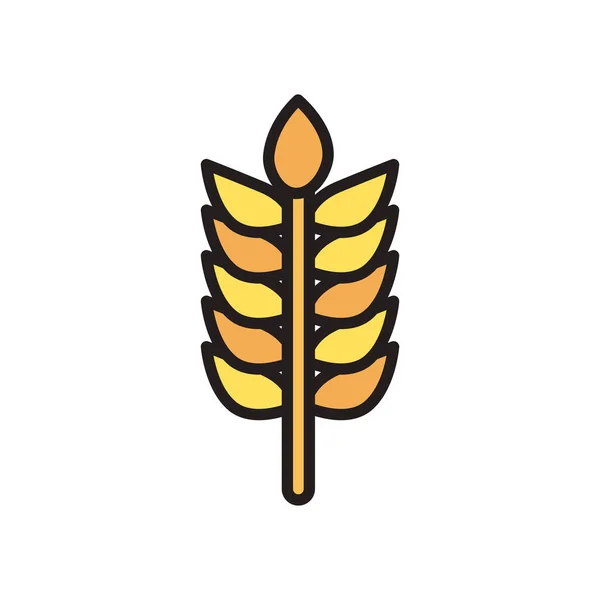 小麦の耳ラインと塗りつぶしスタイルのアイコンベクトルデザイン — ストックベクタ