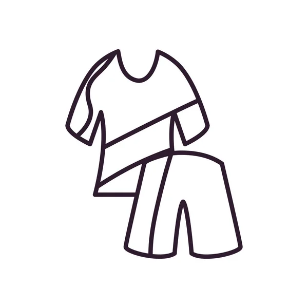 Короткие с футболкой однородный стиль линии иконка векторный дизайн — стоковый вектор