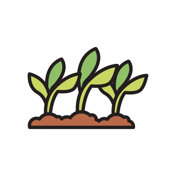 Plantas en la línea de tierra y el diseño de vectores icono de estilo de relleno — Vector de stock