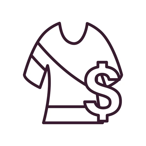 Tshirt de football et conception vectorielle d'icône de style de ligne de dollar — Image vectorielle