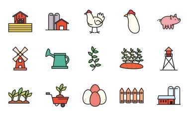 Çiftlik satırı ve doldurma biçim ikonu vektör dizaynı