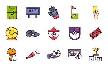 Futbol çizgisi ve doldurma biçim ikonu vektör dizaynı