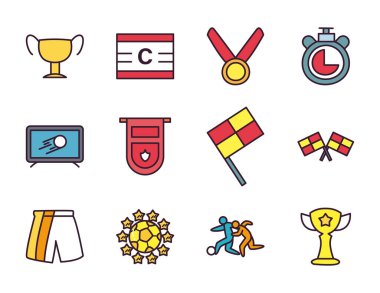 Futbol çizgisi ve doldurma biçim ikonu vektör dizaynı