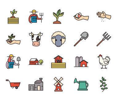 Çiftlik satırı ve doldurma biçim ikonu vektör dizaynı