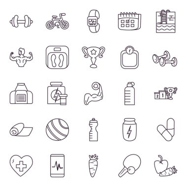 Sağlıklı ve spor çizgisi biçim vektör dizaynı