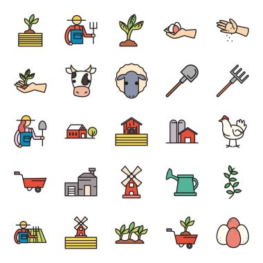 Çiftlik satırı ve doldurma biçim ikonu vektör dizaynı