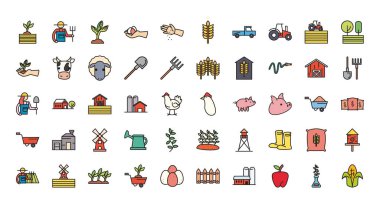 Çiftlik satırı ve doldurma biçim ikonu vektör dizaynı