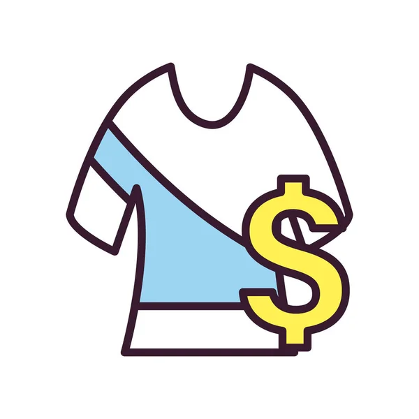 Soccer tshirt et dollar ligne et le style de remplissage icône vectoriel design — Image vectorielle