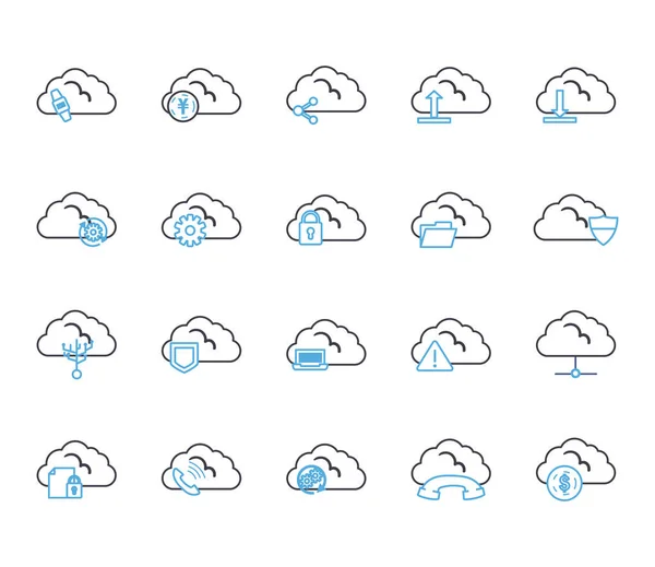 Cloud computing line style icon set vector design — Stock Vector