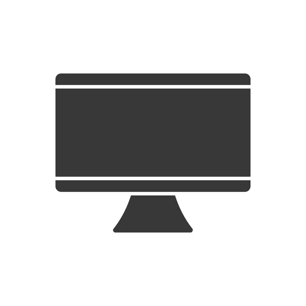 Icono del monitor de ordenador, estilo de silueta — Vector de stock