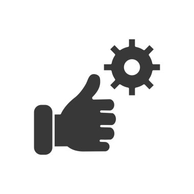 Teknik servis kavramı, baş parmak yukarıda ve dişli tekerlek simgesi, siluet tarzı