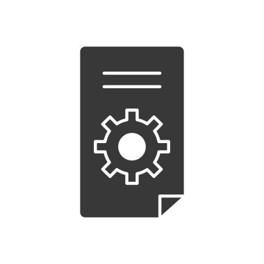 Teknik servis konsepti, dişli tekerlek simgesi olan belge sayfası, siluet biçimi