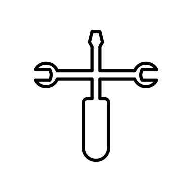 İngiliz anahtarı ve tornavida simgesi, satır biçimi