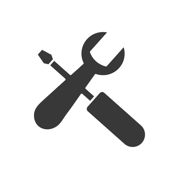 Klucz i śrubokręt skrzyżowane narzędzia, styl sylwetka — Wektor stockowy