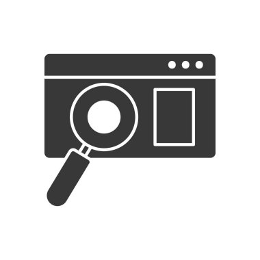 Teknik servis konsepti, büyüteç ikonlu web sayfası, siluet tarzı