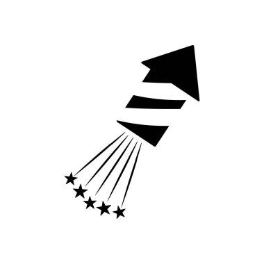 Havai fişek roketi ve yıldızlar patladı, siluet tarzı.