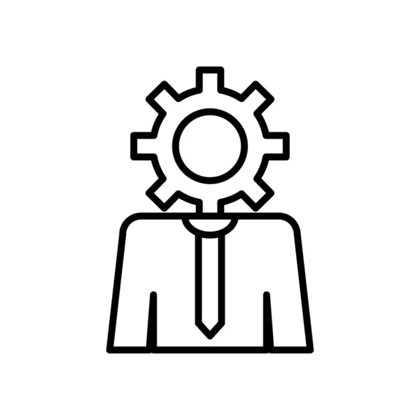 Concepto de servicio técnico, hombre avatar con icono de forma de cabeza de rueda de engranaje, estilo de línea — Archivo Imágenes Vectoriales